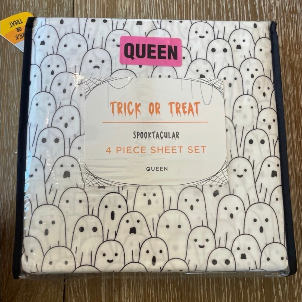 Halloween Ghost Sheet Set Queen SIZE 4 Pc.